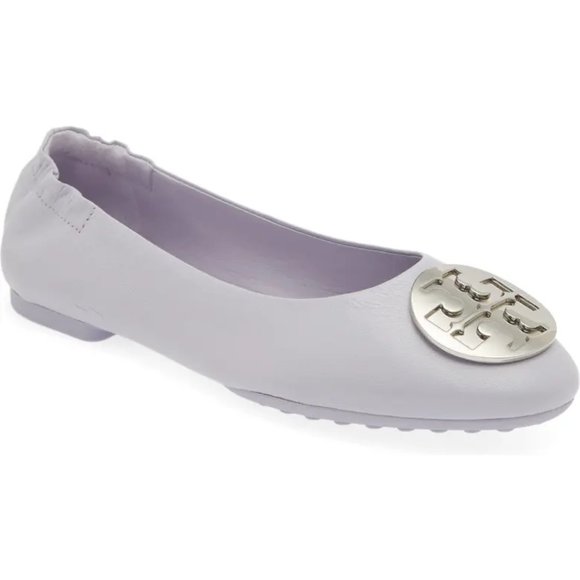 Tory Burch Claire Ballet Flats Leather Logo Spring Lavender Lilac 9 - Picture 16 of 16
